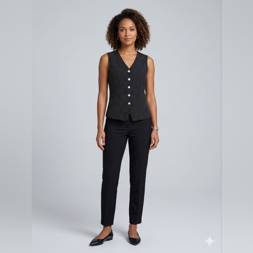 Modiano Classic Black Sleeveless Polka Dot Vest